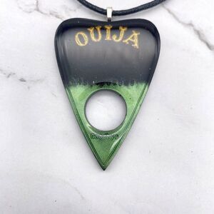 Black Green Chrome Dipped Ouija Planchette Necklace